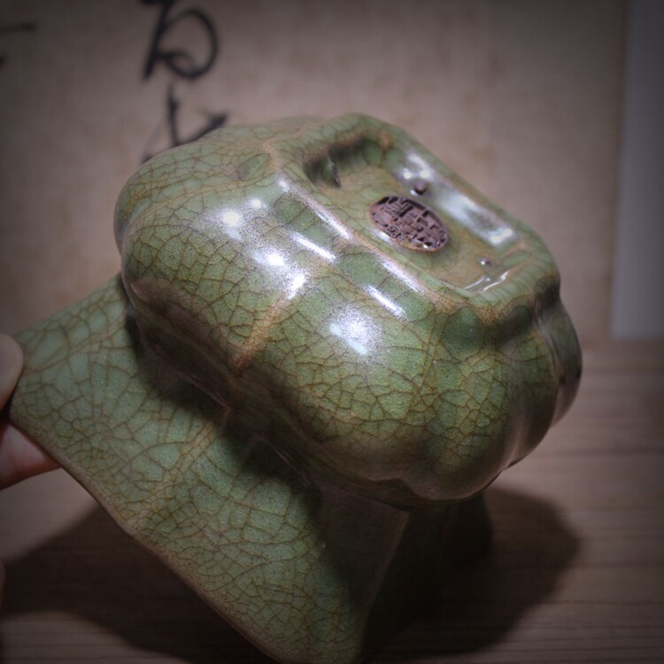 一诺轩文房 越窑 支钉烧工艺 仿古 笔洗 渣斗