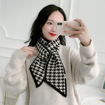 Scarf Womens Winter Korean Student Chiroe Double-sided Knitted Wool Long Strip Decoration Small Scarf Joker Tide Autumn and Winter