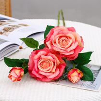 Its too simulated. Single moisturizing hand-feel simulation rose bouquet plastic fake flower decoration silk flower arrangement vase living room