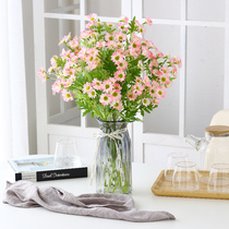 Emulated flower small daisy Chrysanthemum Dry Flower Bouquet Drawing Room Decoration Furnishing Fake Vase Dutch Kikui Flower Arrangement Silk Flower