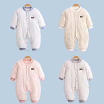 Newborn baby jumpsuit Newborn warm thickened clothes baby clip cotton jacket autumn and winter suit winter suit