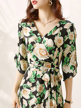 French dress thin sweet and spicy style Korean skirt summer flower skirt slightly fat thin Platycodon grandiflorum long skirt to ankle