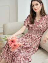 Age-reduced summer dress high-grade first love small skirt waist temperament celebrity floral skirt spring and summer thin art