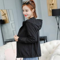 Jacket Womens spring autumn 2022 new womens clothing Han version straight cylinder pure color Lianhood casual lady Spring short thin jacket