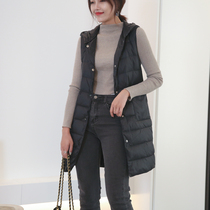 Autumn and winter new Korean slim-fit hooded sleeveless down jacket female mid-length small winter jacket female