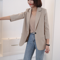 Three-quarter sleeve khaki small suit female summer thin jacket European station casual fried street net red suit female chic