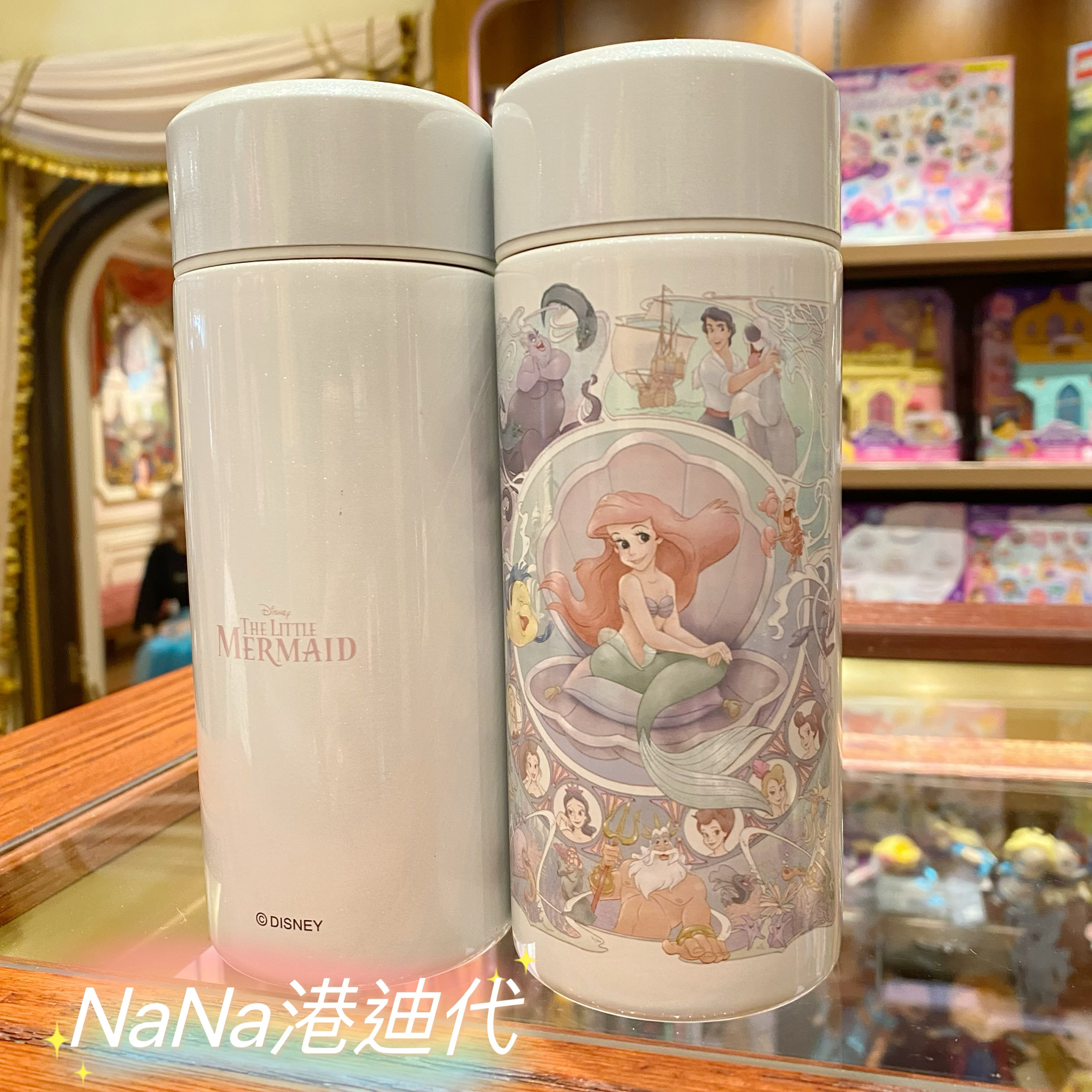 香港迪士尼乐园 新品 美人鱼公主可爱卡通隔渣保温杯 可拆洗水杯