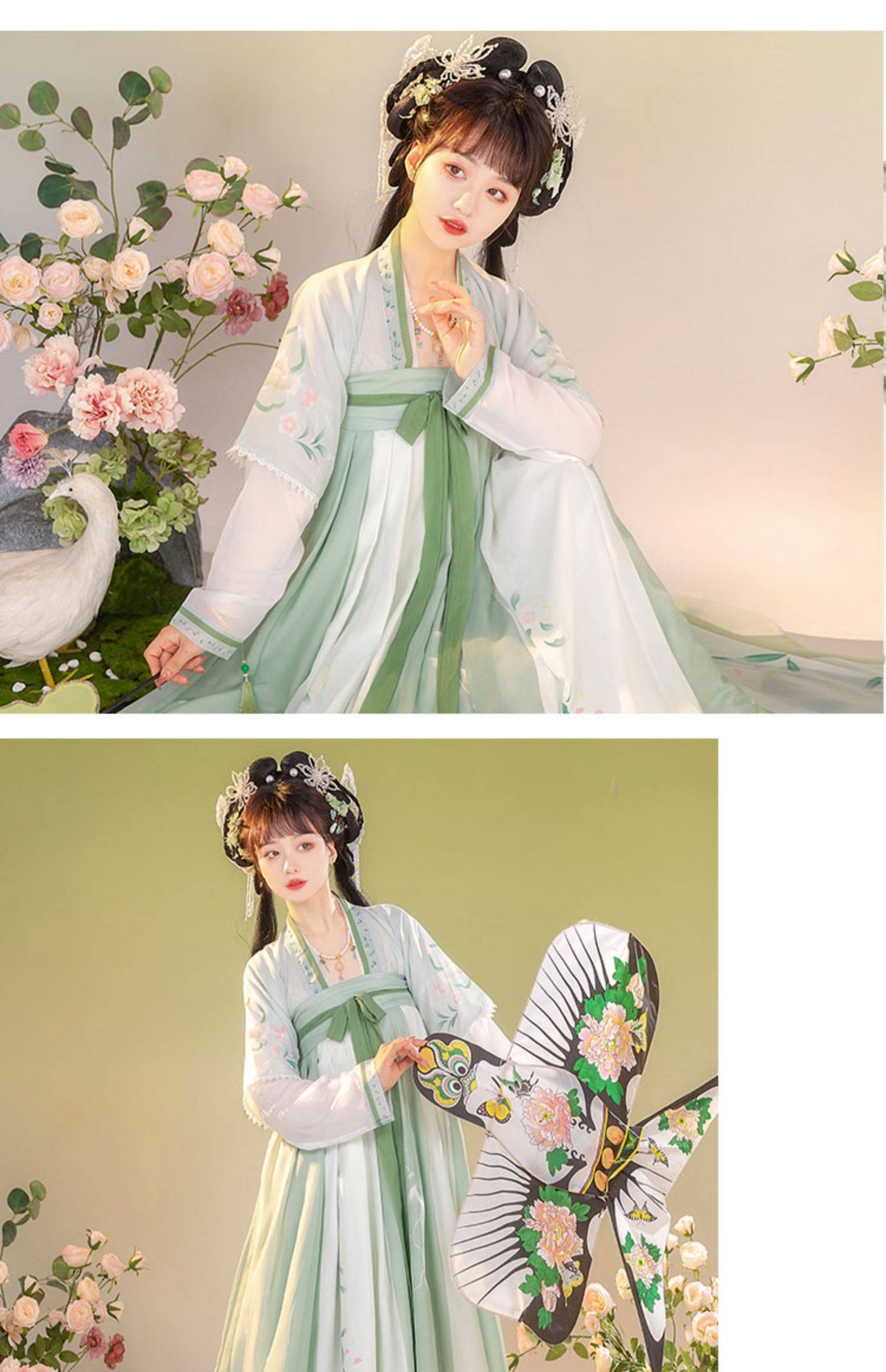 齐胸襦裙宫羽衣原创汉服女齐胸襦裙套装古风白菜日常春夏秋款