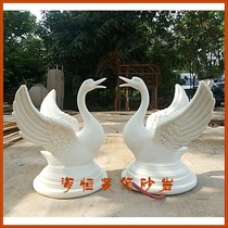 Artificial Sandstone Sculpture Round Sculpture Indoor and Outdoor Swan Spray Garden Landscape Ornaments Decorative Materials Factory Direct Sale