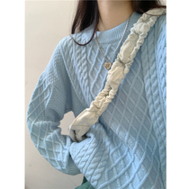 Blue - haired sweater is loose to wear a new gentle wearing sweater in autumn and winter 2022