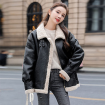 Large size womens clothing Fat mm cotton coat jacket 2021 New Korean version Collar Locomotive Served with velvet thickened autumn and winter clothing
