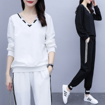 Large size womens fat mm two-piece set 2021 new autumn Net Red fashion leisure sports foreign atmosphere age reduction tide