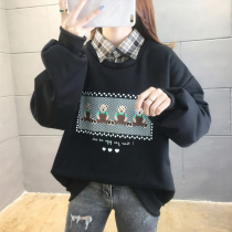 Big code womens clothing loot and fake two 2022 spring new fat mm spring dress foreign air cover with slim fit