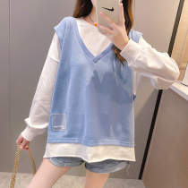 Big Code Womens Dress 2021 New Wave Sweatshirt Loose two pieces of fat mm Belly Jacket for Aging Foreign Air Autumn Clothing