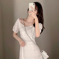 Small sub-dress dress Women 2022 Summer new ultra-fairy-style Temperament Cashew Slim White Lace Dress