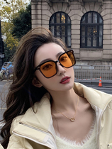 Hong Kong Korean version Orange yellow ink mirror female summer trend big face slim personality anti-ultraviolet sunglasses male drive
