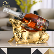 Pure Brass Bull Red Wine Rack Cattle to Universe Cattle Office Living Room Entrance Study Home Creative Craft