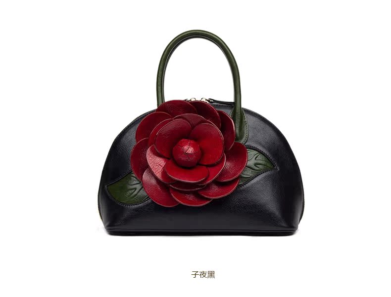 loewe壓花女包 唐黛2020春夏款真皮女包壓花玫瑰花頭層牛皮復古手提包單肩貝殼包 loewe女包