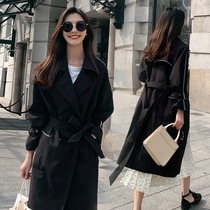 Trench coat womens long Korean version Joker spring and autumn 2019 new Korean version knee coat khaki coat Womens