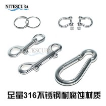  NiteScuba Knight 316 stainless steel single-headed hook double-headed hook Diving elephant wire drawing wheel hanging buckle universal hook