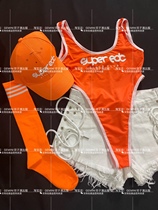 Gemini costume bar ds lead dance gogo costume orange denim sports Female Song dj costume