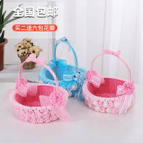 Flower boy flower basket portable rattan flower basket wedding flower basket bridesmaid flower boy flower basket petal basket fruit basket