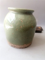 Antique antique bag old bag true halal period green glazed porcelain jar full product open old goods collection