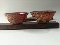 Antique Miscellaneous bag old genuine old cow horn bowl relief figure pine tree collection two sold together