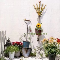 Outdoor Garden Retro Made of old American Country Grocery Iron Art Wall Flowerpots Folk and Decorative Sleeves Wall-mounted Farm Furniture