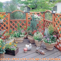 Japan Day Patio Outdoor Garden Outdoor Garden Iron Art Grid Fence Solid Wood hanging flower pot decoration thickened coarse