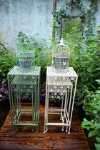 Outdoor Garden High Foot Iron Art Doing Old Retro Three Sets Cascade Stepped Floor Flower Racks Combined Flower Pots Miscellaneous Shelves
