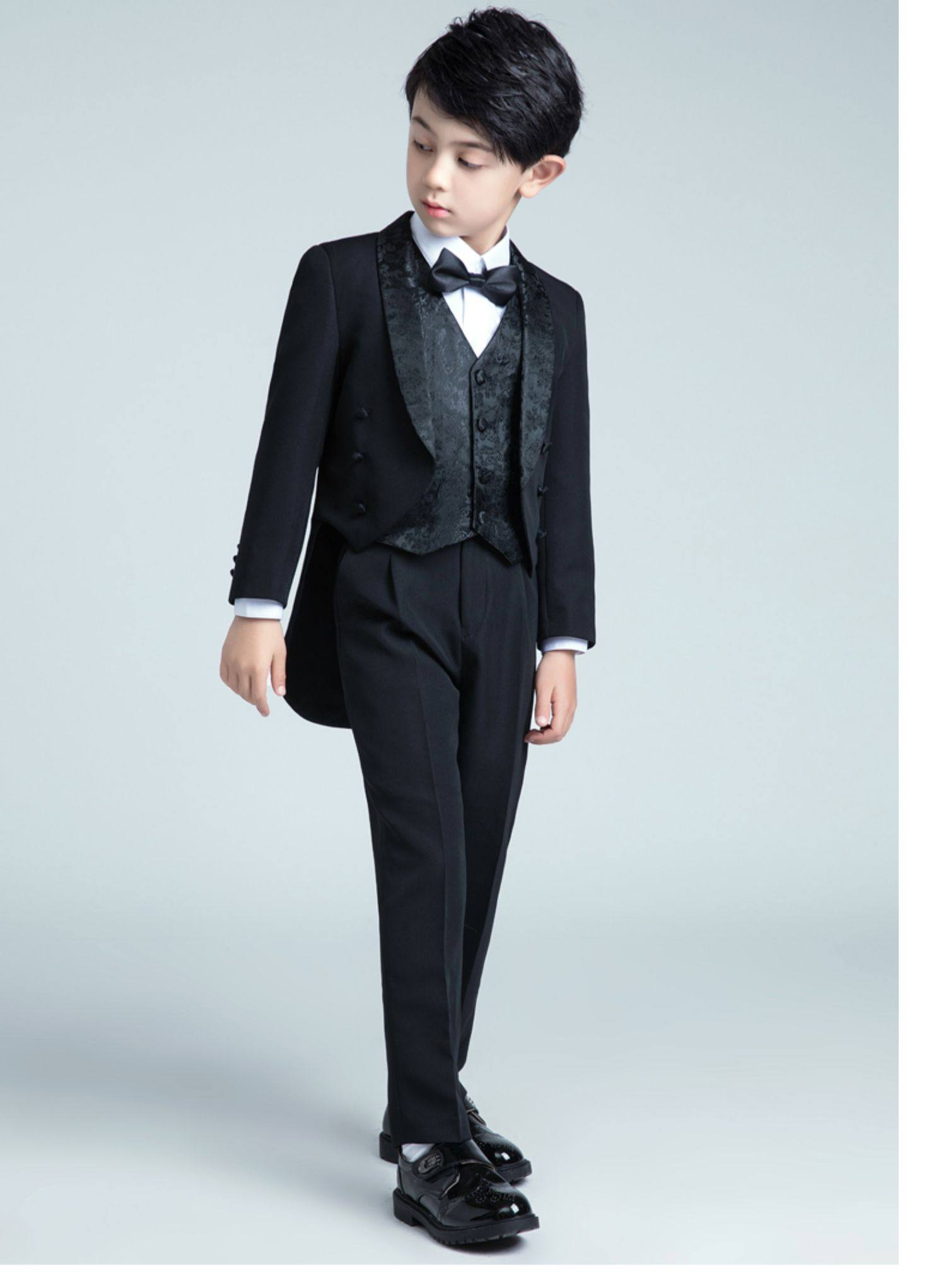 男童西装套装韩版黑色儿童宝宝燕尾服花童礼服主持人演出服夏