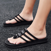 2020 herringbone drag male anti-slip soft bottom outdoor cool drag Han version personality trend slippers mens fashion outside wearing beach shoes