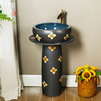 Ceramic column wash basin balcony washbasin integrated column basin toilet vertical basin household floor standing