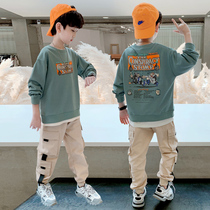 Childrens clothing boys autumn suit 2020 new childrens middle and large childrens autumn fashion two-piece set handsome Korean version of the tide boy