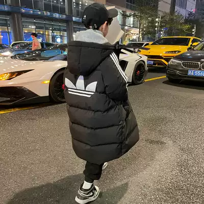 Children's down jacket Boys' winter clothes 2021 new middle and large children's long version 90 white duck down thick warm coat