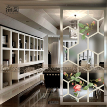 Fine art glass partition entrance living room partition moving door paint tempered background wall shoe cabinet window grilles