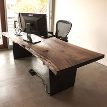 American industrial style solid wood board boss table single desk retro iron old office computer desk log