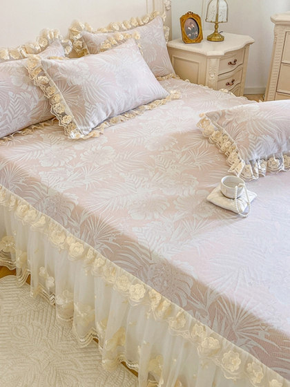 Cool Mat Ice Silk 2025 New Home 3 피스 세트 Jacquard Cool Mat Machine Washable Princess Style Light Luxury Bed Cover Cool Mat Ice Silk 2025 New Home 3 피스 세트 Jacquard Cool Mat Machine Washable Princess Style Light Luxury Bed Cover