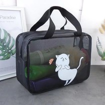 Portable mesh wash bag student dormitory storage bag cute cartoon bath bag swimming fitness storage bag