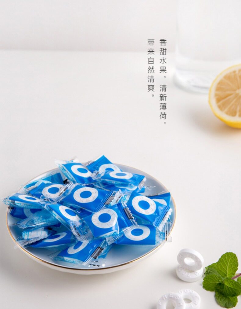 无糖薄荷糖清凉糖老式薄荷味压片糖果餐厅酒店招待用糖圈圈糖散装