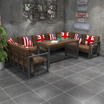 Bar corner sofa Seat Ktv Café clear-themed restaurant table and chairs combined leaning against wall industrial wind