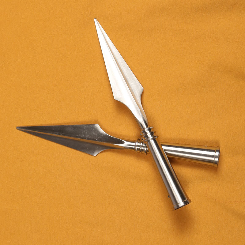 包邮红缨枪头不锈钢一体锻造霸王枪长矛头武术器械红樱枪买一送四