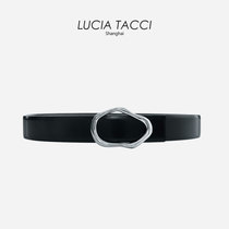 LUCIA TACCI (designer original new product) black coffee two-sided calfskin fritilla buckle belt belt female