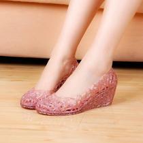 2017 summer new crystal wedge womens sandals hollow birds nest plastic beach shoes fashion all-match sandals womens shoes