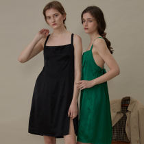 NOT JUST PAJAMA nightgown silk dress women's silk autumn sexy condole belt home clothing can be worn outside