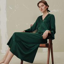 NOT JUST PAJAM Sleeping Dress Silk Dress Pajamas Women's Silk Fall Winter Long Home Clothes Can Be Wearing Externally