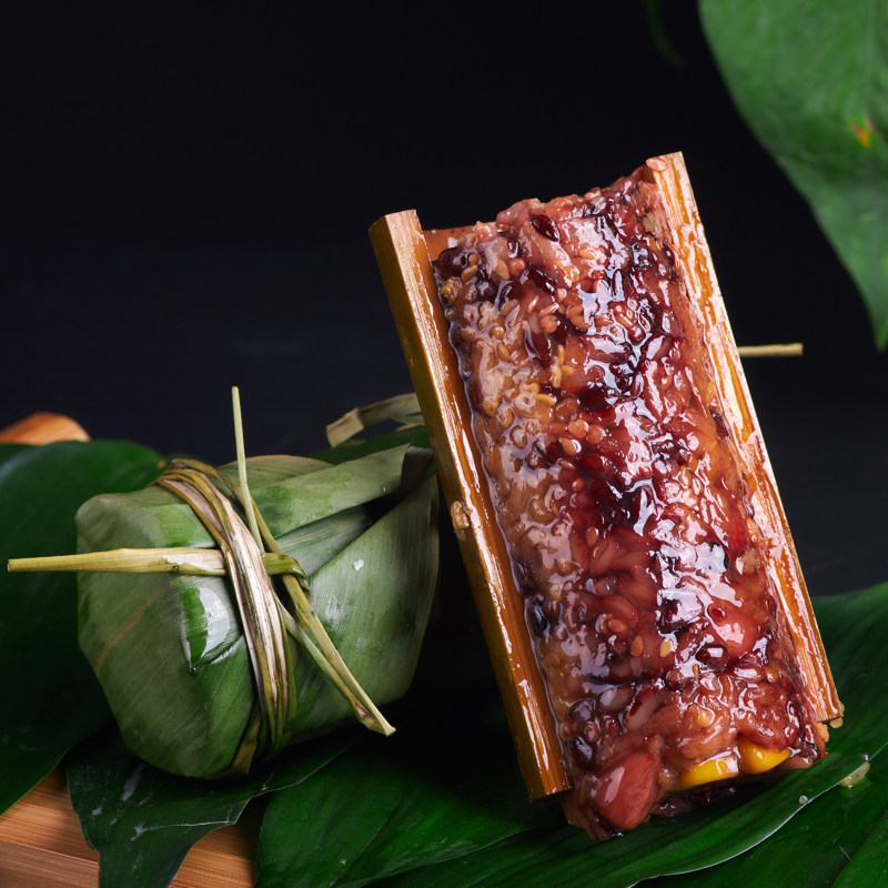 吧嗒猴竹筒粽子礼盒 紫薯红豆绿豆蜜枣八宝豆沙粽 清真素粽100gx6