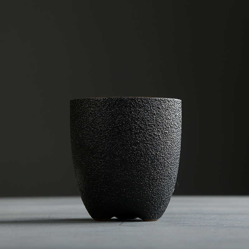 Black pottery teacup large ceramic cup 150 ml master cup Black pottery cup single CPU Japanese glass household