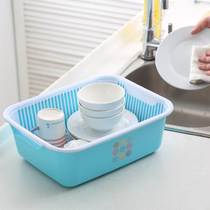 Double drip screen Washing vegetable washing fruit basin Drain basin Melon and fruit plate Plastic basket Rectangular water filter basket